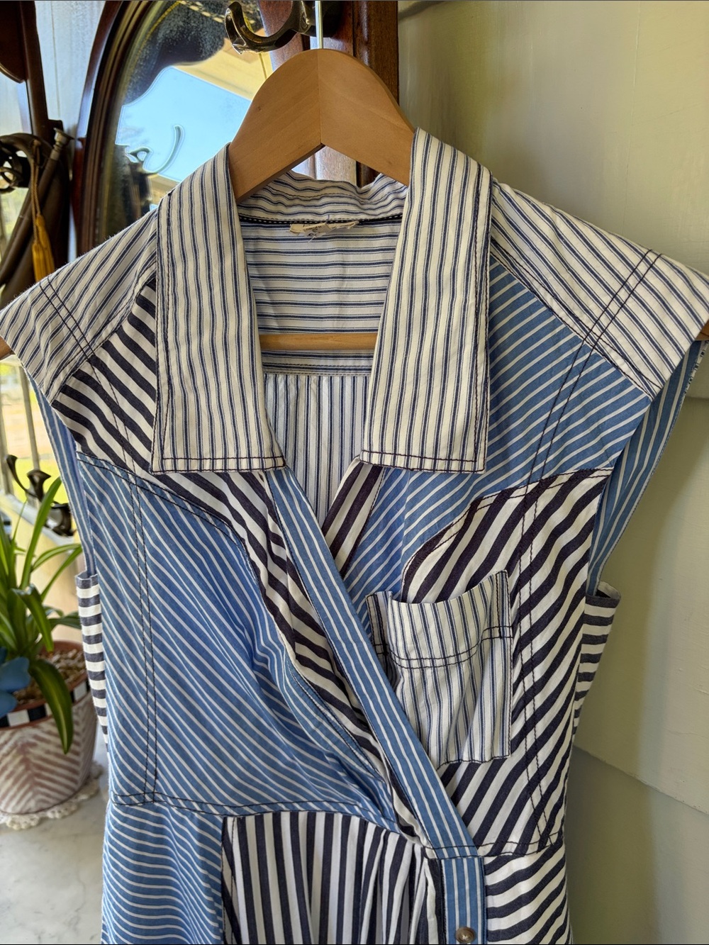 Anthropologie Pilcro Asymmetrical Button-Front Wrap Shirt Sleeveless Dress - Picture 6 of 11